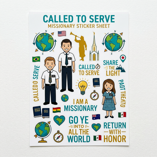 Custom missionary sticker sheets with fun designs
